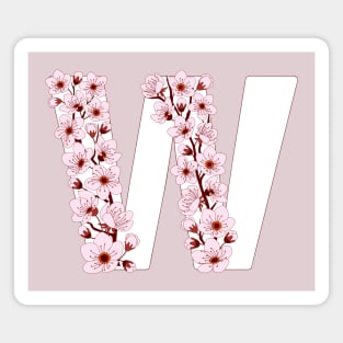 Colorful capital letter W patterned with sakura twig Magnet